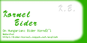 kornel bider business card
